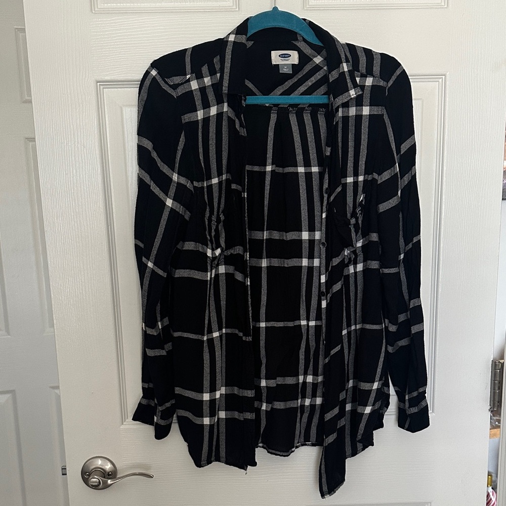 Old Navy Black and White Checkered Shirt